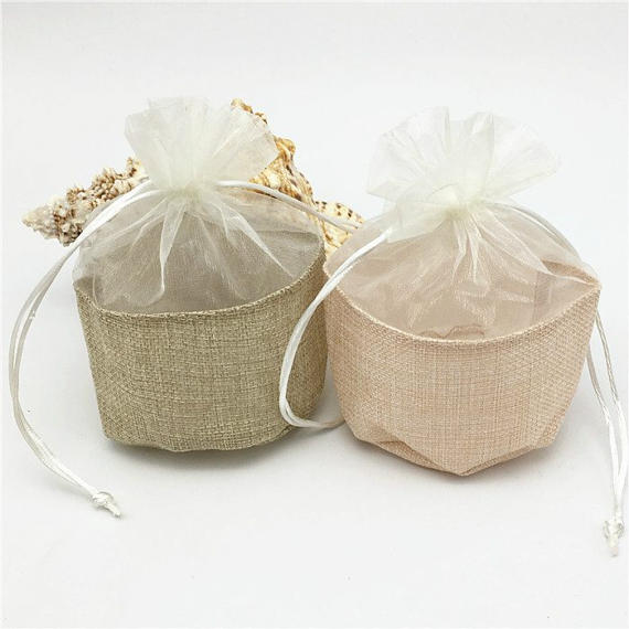 Promotional Wholesale Jute Bag With Organza